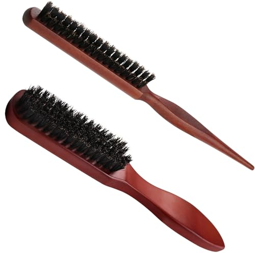 Sularpek Wildschweinborsten Bürste, Teasing Hair Brush Boar Bristle Hair Brush Tail Comb, Haarbürsten mit Wildschweinborsten Sleek Bun Bürste, Weiche Naturborsten, für Haar und Bart Styling