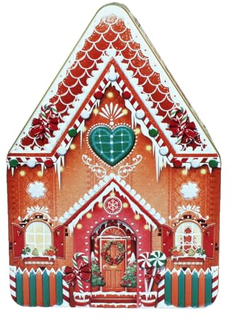 Lenzbach Blechdose Haus Weihnachten 23 cm Keksdose Deko Box Plätzchendose Metallbox