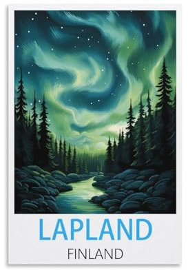 Lappland Finnland Vintage-Reiseposter, 30 x 45 cm, Leinwandkunst, Poster und Wandkunst, Bild, Druck, Schlafzimmer-Dekor
