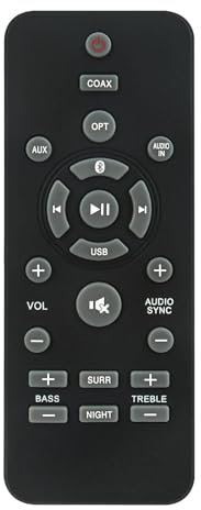 VINABTY Nuevo 996580004176 Mando a Distancia de Repuesto para Philips 996580004176 Sound Bar System HTL1177B/F7 HTL1177B HTL1170B Remote Controller