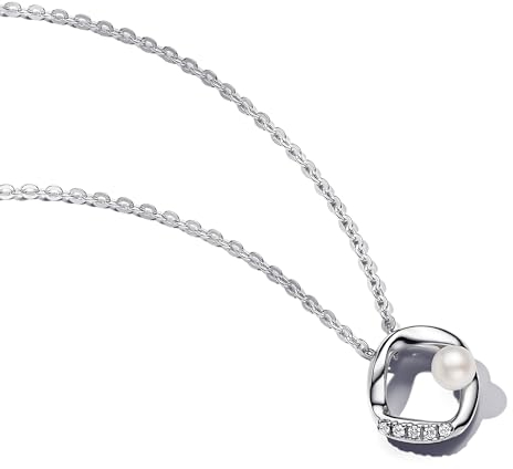 Pandora Essence Sterling silver with white treated freshwater cultured pearl collection, 45