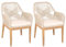 Mendler 2er-Set Gartenstuhl HWC-H56b, Sessel Outdoor, wetterfest Seilgeflecht Rope Holz Akazie - beige Kissen Creme-weiß
