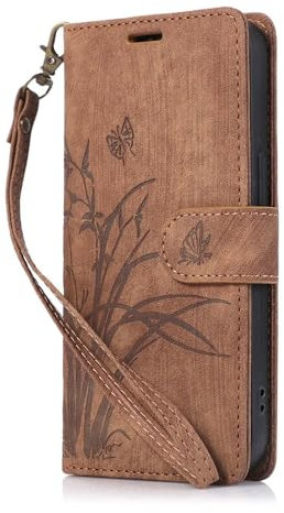 GUANBBD- Schlanke Handyhülle Für iPhone 15 Pro Max/15 Pro/15 Plus/15 Folio-Leder-Brieftaschencover Mit Kartensteckplatz Und Ständer Magnetverschluss Anti-Fingerabdruck Hülle(Braun,15 Pro Max)