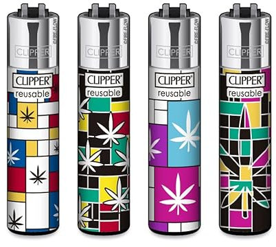 Clipper Feuerzeuge 4er Set (Modern Weed)