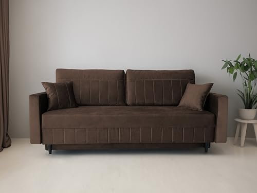 Generisch Moderne Schlafsofa Livio mit Bettkasten und Bonell-Federkern, ideal für Wohnzimmer oder Gästezimmer (BRAUN - Kronos 06)