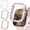 Neitra [3Stück] Glitzer Diamanten Hülle für Apple Watch Series 10 42mm, Hart PC Bumper Case mit HD Gehärtetes Displayschutz Folie, Bling Schutzhülle Cover Smartwatch Zubehör für Frauen Mädchen