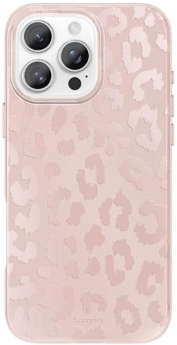 SCORPIFY for iPhone 16 Pro Case [Compatible with MagSafe] with Matte Nude Leopard Cheetah Print Design, Cute Magnetic Phone Cover for Women Girls, Beige Neutral Aesthetic, Cream Slim Bumper