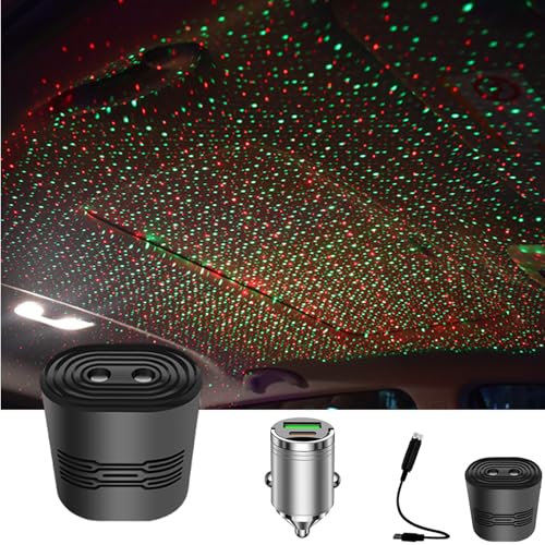 Emrefashion Mini Led Projection, Mini Led Projection Lamp Star Night USB, Mini Led Projection Lamp, Mini Led Projection Star Light, Led Projector Lights for Bedroom (Charging-red and Green)