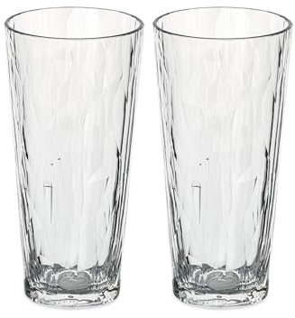 koziol Superglas Club No. 19, 2 Stück, 250 ml, Trink- & Cocktail-Glas aus kristallklarem Kunststoff, luxuriös, unzerbrechlich, wiederverwendbar, Party, Camping, 2er Set