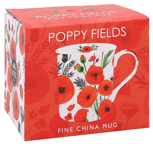 The Leonardo Collection Finola Stack Poppy Mug for Home & Kitchen | Stylish Ceramic Mugs for Tea & Coffee | Lovely Cup Set for Mens Gifts & Birthday Gifts for Women