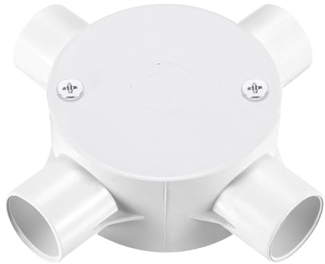 sourcing map PVC Conduit Box Junction Box 4 Way 20mm with Cover, M4 Screws for Home Hose Electrical Conduit Electronic Projects