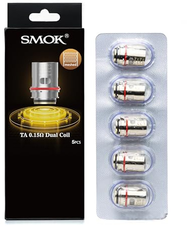 SMOK TA Mesh Coil 0.15ohm Dual Meshed Bobina Vape para T-Air Subtank Vaporizador 40-60W Aleación FeCrAl 5-Pack Sin Nicotina