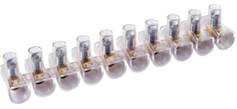 10 Morsetti unipolari, sezione 1,5mm² 1,5mmq, in stecche da 10 poli, morsetto per cablaggio forbox, campanelle, in policarbonato e ottone, per scatole di derivazione, portata 450V 24A