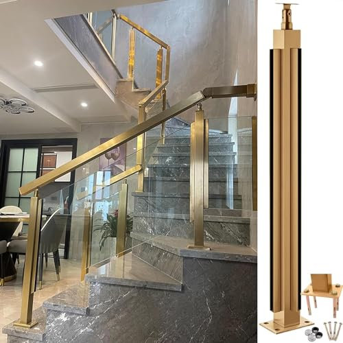 Ringhiera per scale a chiocciola, pali in tubo quadrato con morsetto in vetro e gommini, ringhiera in acciaio inox alta 60-155 cm per piscina/terrazze/cortile/recinzione di ponti (colore: angolo)