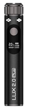 Lux 2.0 Plus Dab Pen 510 Threaded Battery, Puff Counter, Alloy Body Design, 650mAh Battery, Variable Voltage Settings, Pre-Heat Setting, USB-C - Black (No Nicotine)