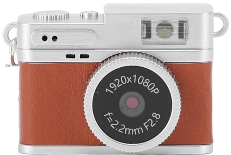 POENVFPO Fotocamera Digitale retrò 1080P FHD da 0,96 Pollici, Portachiavi con Schermo a Colori Piccola Fotocamera con Luce Flash 4 Filtri per Registrazioni di Apprendimento di Viaggio (Brown)