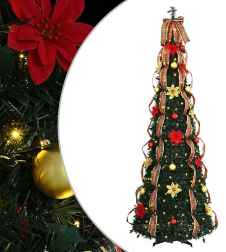 vidaXL Künstlicher Weihnachtsbaum mit 150 LEDs Grün 185 cm PVC