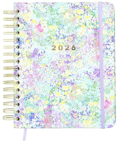MANOA Kalender 2026, FLORA, Tag für Seite, Maße (A5+), 19 x 22 cm, 380 Seiten, inklusive monatlichen Trennblättern, Tagebuch, Sticker-Option (ohne Aufkleber, nur Tagebuch)
