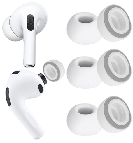 KASOTT 2025 Upgraded Memory Foam&Silicone Hybrid Ear Tips for AirPods Pro 3, Ultimate Comfort, Anti-Slip Eartips, Superior Noise Isolation (Grey, Medium)