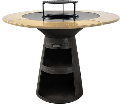 Rundgrill mit Stahlplatte und Holz-Umlaufplatte EFP59B WOOD Purline