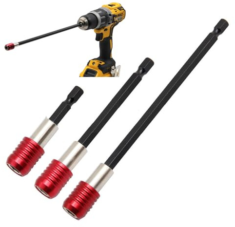 3Pcs Drill Bit Extension, Quick Release Drill Extension, Magnetic Drill Bits Holder, Self Locking Drills Bits Holder, Electric Screwdrivers Handheld Drivers, Durable Steel Hex Shank