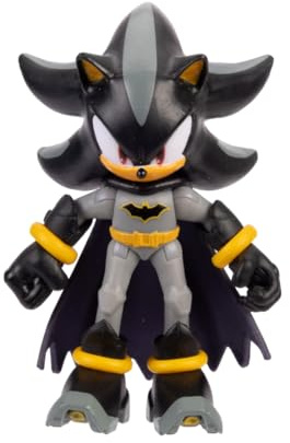 DC x Sonic als Shadow als Batman 6 cm Actionfigur, offiziell lizenziert von Jakks Pacific, hochbeweglich und detailreich gestaltet, Sammlerverpackung