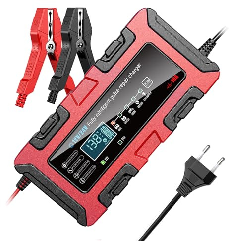 RASTKY 12V 24V Autobatterie-Wartungs- und Desulfator, Automatischer Intelligenter Batteriedesulfator mit LCD-Display für die Automobilindustrie