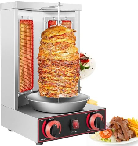 Máquina asadora vertical,Parrilla giratoria a gas de 360°,para Shawarma y pollo