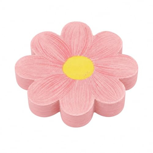 Ovanda 20 Blumen Servietten Rosa Pastell 33 x 33 cm für Frühling & Ostern | Aus Papier, in Gänseblümchenform, 16,5 x 16,5 cm gefaltet; für Osterbrunch, Gartenparty, Baby Shower und Serviettentechnik