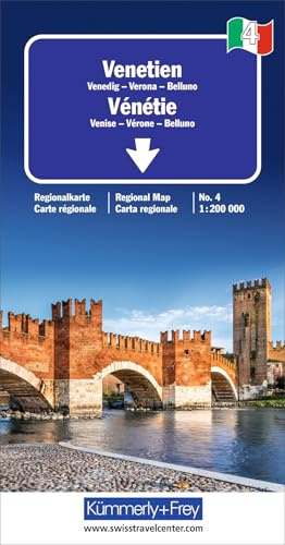 Kümmerly+Frey Regional-Strassenkarte 4 Venetien 1:200.000: Mit Venedig, Verona und Belluno. Inkl. Stadtpläne, Ortsverzeichnis und Reiseinformationen