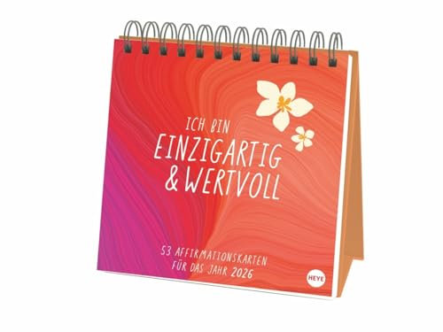 Ich bin einzigartig und wertvoll Premium-Postkartenkalender2026 - 53 Affirmationskarten für das Jahr: Wochenkalender im Format 16,5 x 17,7 cm für spirituelle Gelassenheit (Postkartenkalender Heye)