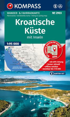 KOMPASS Wanderkarten-Set 2903 Kroatische Küste mit Inseln (3 Karten) 1:95.000: inklusive Karte zur offline Verwendung in der KOMPASS-App. Fahrradfahren.