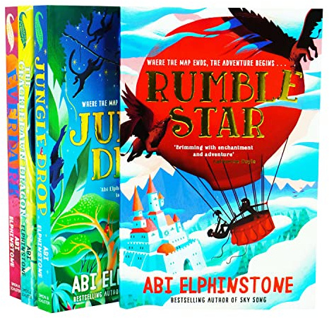 Abi Elphinstone The Unmapped Chronicles 4 Books Collection Set (Rumblestar, Jungledrop, The Crackledawn Dragon & Everdark)