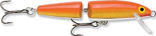 Rapala - Jointed Angelköder - Angelzubehör aus Balsaholz - Süßwasser Spinnköder - Lauftiefe 1.2-4.2m - Fischköder 13cm, 18g - Hergestellt in Estland - Gold Fluorescent Red