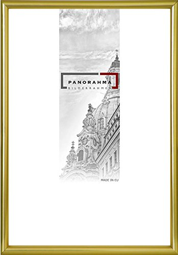 PANORAHMA BILDERRAHMEN Kunststoff Bilderrahmen 29,7 x 42 cm (DIN A3), Gold/Bilder Rahmen zum Aufhängen/Kunststoff Rahmen mit Echtglas
