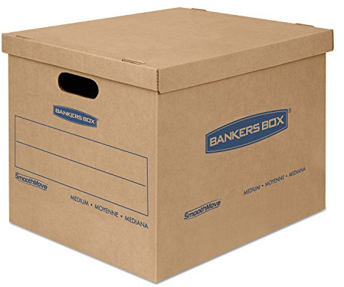 Bankers Box Kleine klassische Umzugskarton, verstärkte Griffe, bandfreie Montage, Box mit Deckel, 38,1 x 30,5 x 25,4 cm (7714210)