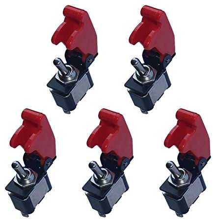 E Support™ 5 PC 12V 20A cubierta roja interruptor basculante de conmutación unipolar ON / OFF 2P