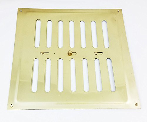 Adjustable Hit & Miss Vent Ventilator Open Closed Shut Air Flow Grille Cover 240x255mm in Polished Brass