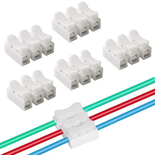 QitinDasen 40Pcs Premium CH3 Connettore Molla Rapido, Morsetto a Molla Connettore, Set Morsettiera Molla Rapido (Bianco)