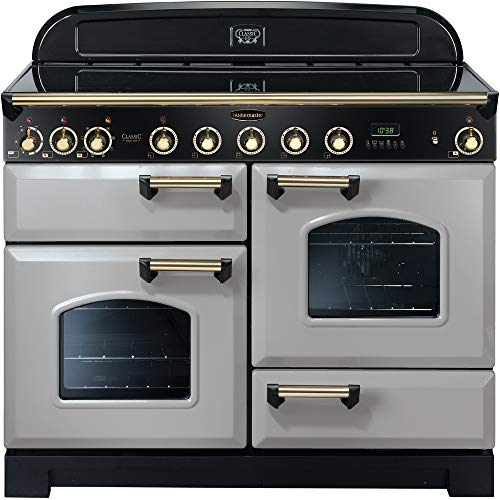 Rangemaster Classic Deluxe CDL110EIRP/B 110cm Electric Range Cooker with Induction Hob - Royal Pearl/Brass - A/A Rated