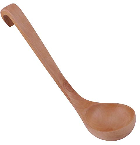 TsunNee Cucharón de sopa de madera, 1 pieza, Cuchara de madera natural, 28 cm de largo, Color Natural