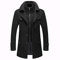 Männer Warmer Wollmantel, abnehmbare Doppelkragen Erbsen-Mäntel Casual Winter Business Slim Fit Jacke Plus Baumwollfutter Dicker Abzug im Freien Winddichte Mantel im Freien,Schwarz,XXXL