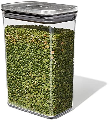 OXO Steel Boîte de conservation POP - Boîte de rangement alimentaire hermétique et empilable pour la cuisine - Finition in - Rectangle, hauteur moyenne 2,6 L
