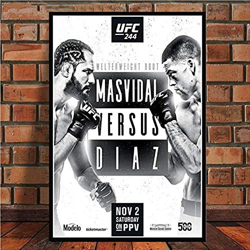 Bilder,Poster Kunstdrucke,Poster Und Drucke, Hot UFC 244 Fan Nate Diaz Gegen Jorge Masvidal 2019 Veranstaltung, Wandkunst Bild Leinwand Malerei Home Room Decor, Poster Für Herren Room_50X70Cm
