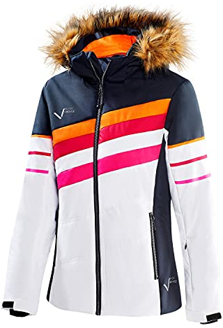 Black Crevice Damen Skijacke, schwarz/weiß, 40