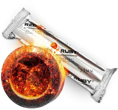 Hookah Coals Charcoal Tablets for Incense – Quick Light Coal Tablets – 33 mm Coal Rolls – Pack of 10 Coal Briquettes – Slow Burn - Instant Lighting Hookah Charcoal