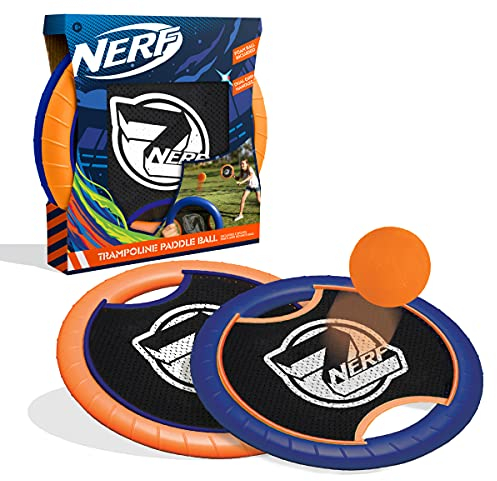 NERF The Trampoline Paddle Ball and Frisbee Set, Indoor Outdoor Game for Two