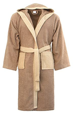 Morbidissimi Accappatoio Spugna Adulto Bicolor Con Cappuccio, Cinturino e 2 Tasche, Accappatoi Uomo Donna Morbidi 400 gr/mq Puro Cotone Y780 (Accappatoio Tortora-Beige, S)