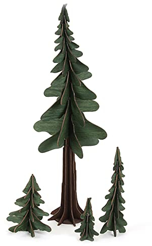 DAMASU 3D-Puzzle Bastelset 4 bewegte Bäume, das Original aus dem Erzgebirge. Basteln mit Holz für Erwachsene & Kinder für die schönste Weihnachtsdekoration.