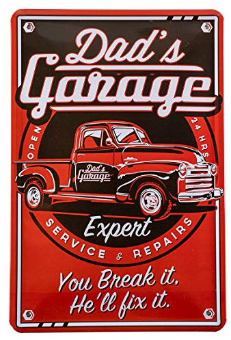 Dad's Garage - Vintage Retro Deko Blechschild für Garage Werkstatt - 20x30cm